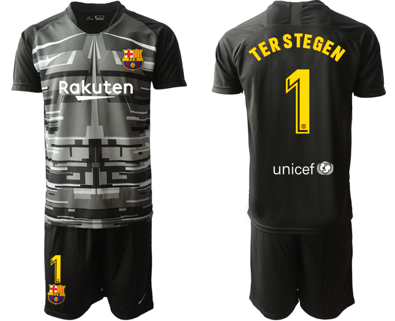 Men 2020-2021 club Barcelona black goalkeeper #1 Soccer Jerseys